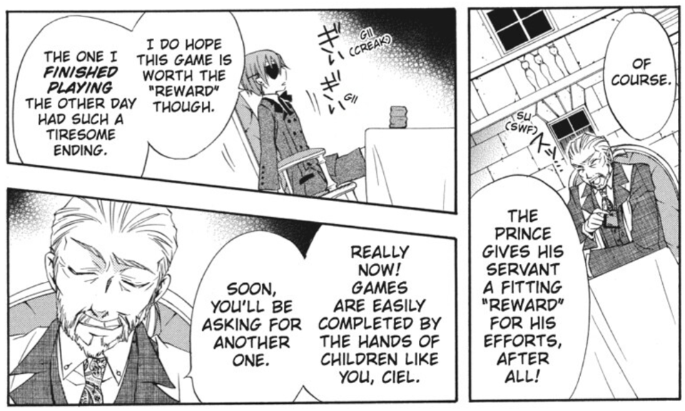 A group of panels from Black Butler, Volume 1