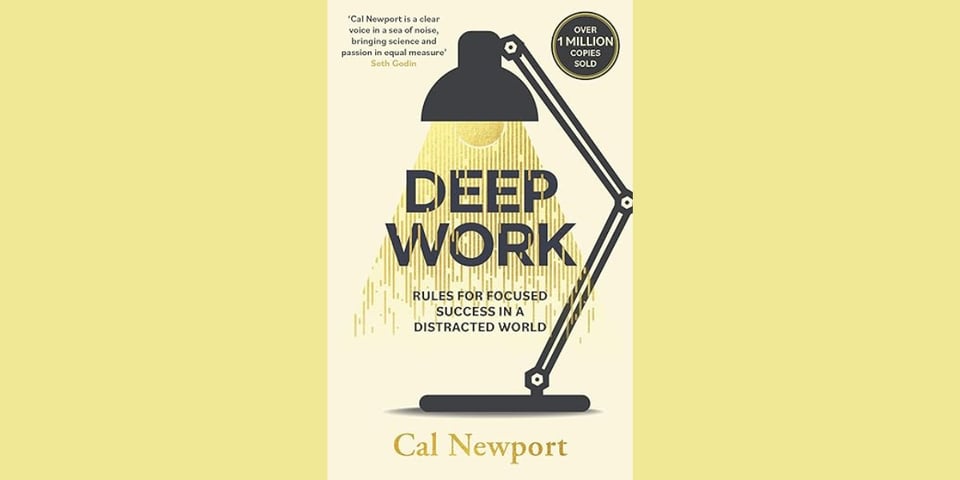 The cover of Deep Work, depicting a reading lamp.