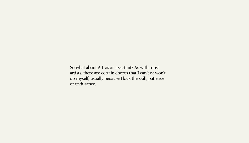 Screenshot of a paragraph from a New York Times article by Christoph Niemann: "So what about A.I. as an assistant? As with most artists, there are certain chores that I can't or won't do myself, usually because I lack the skill, patience and endurance."