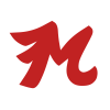 The Mercury Improv logo, a red letter M with wings on the lefthand stem designed by Abby Lam
