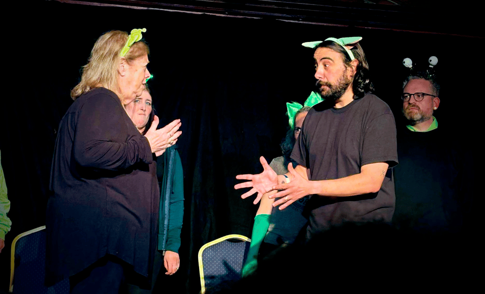 two improvisers in the middle of a scene