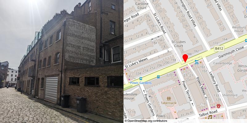 A picture and map of the mews