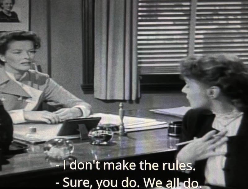 still frame from the movie Adam's Rib