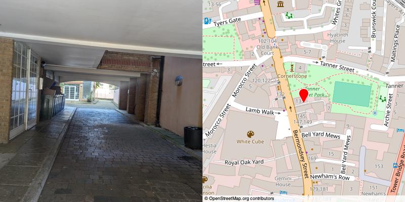 A picture and map of the mews