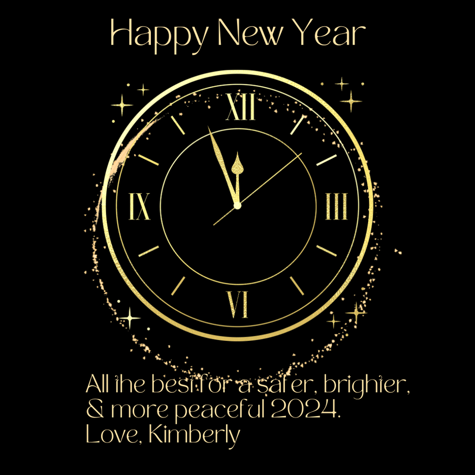 a clock with the words happy new year