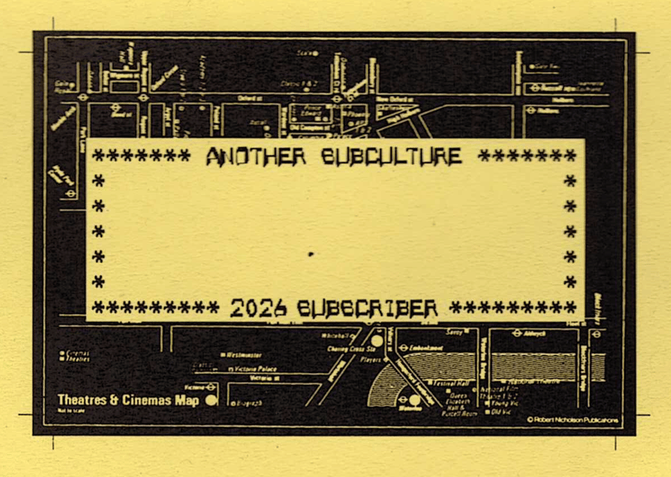 A subscriber card for 2026, using a theatre guide found on a train.