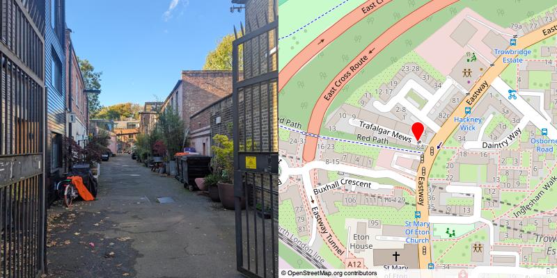 A picture and map of the mews