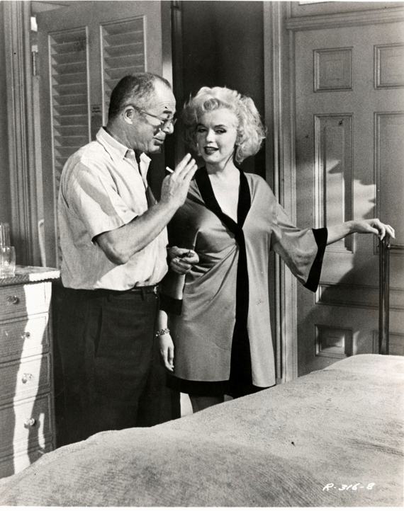 Billy Wilder and Marilyn Monroe discuss a scene at Goldwyn Studios.