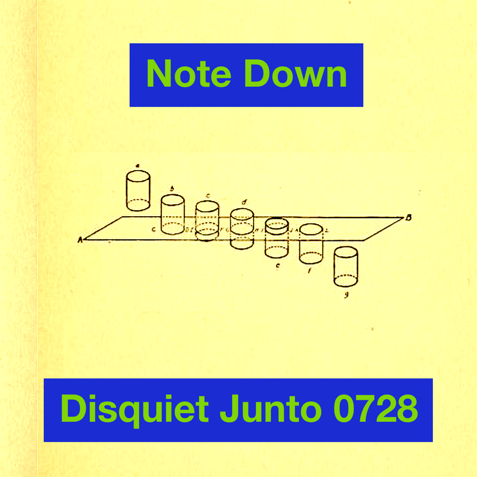 Geometric image of objects going below a plane, plus name and number of the project