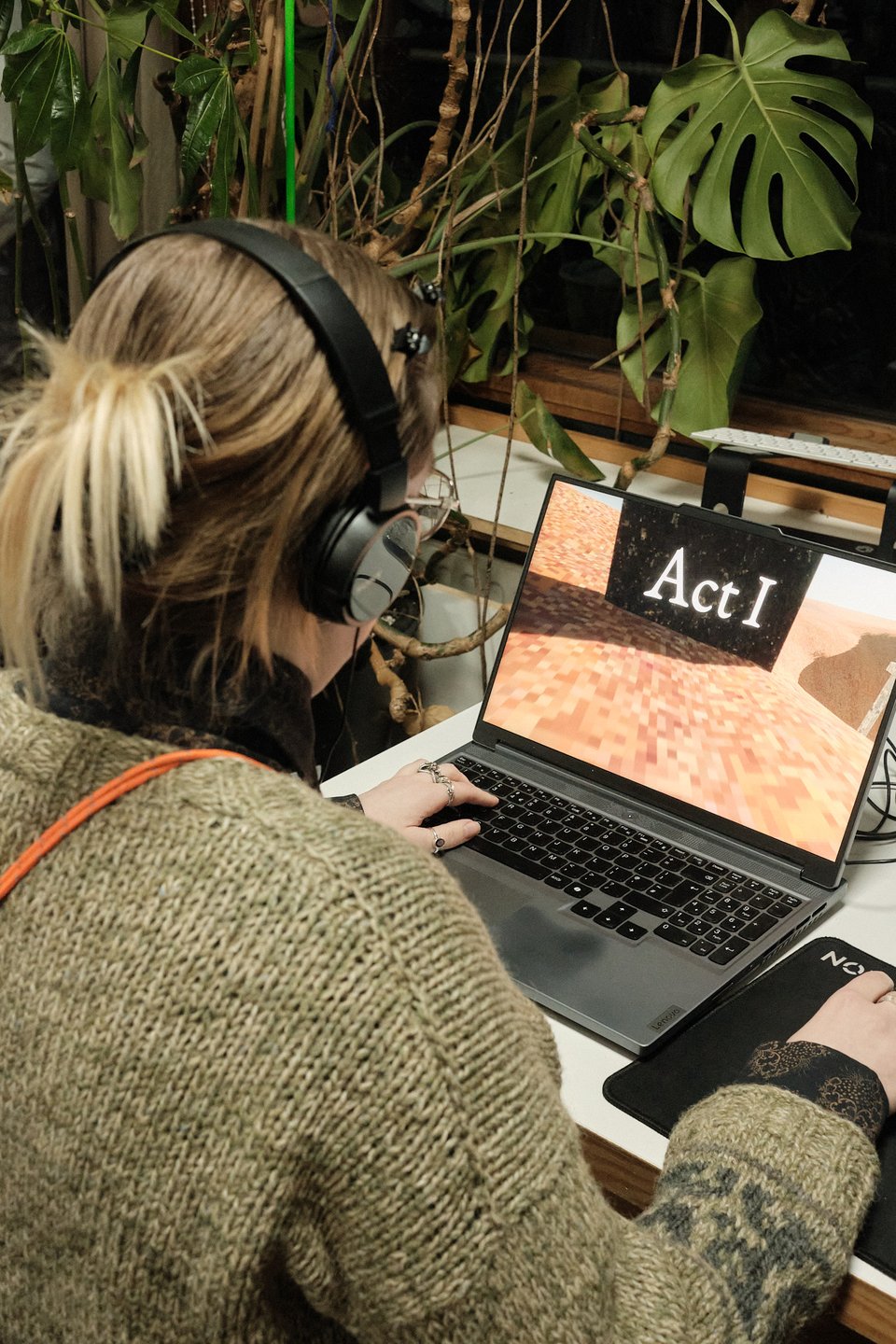 A person playing a videogame
