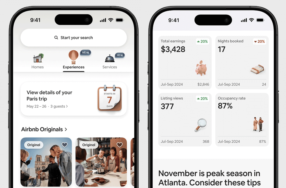 Maximalist ui icons in the airbnb app and emails