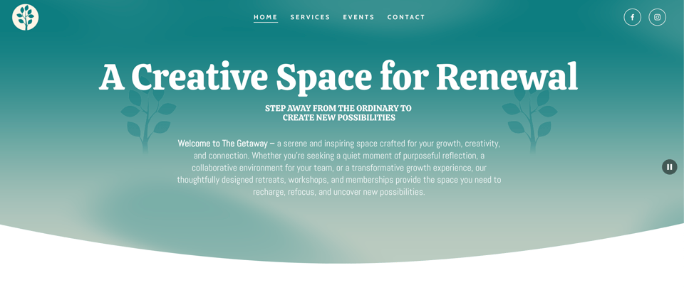 screenshot of the getaway home page