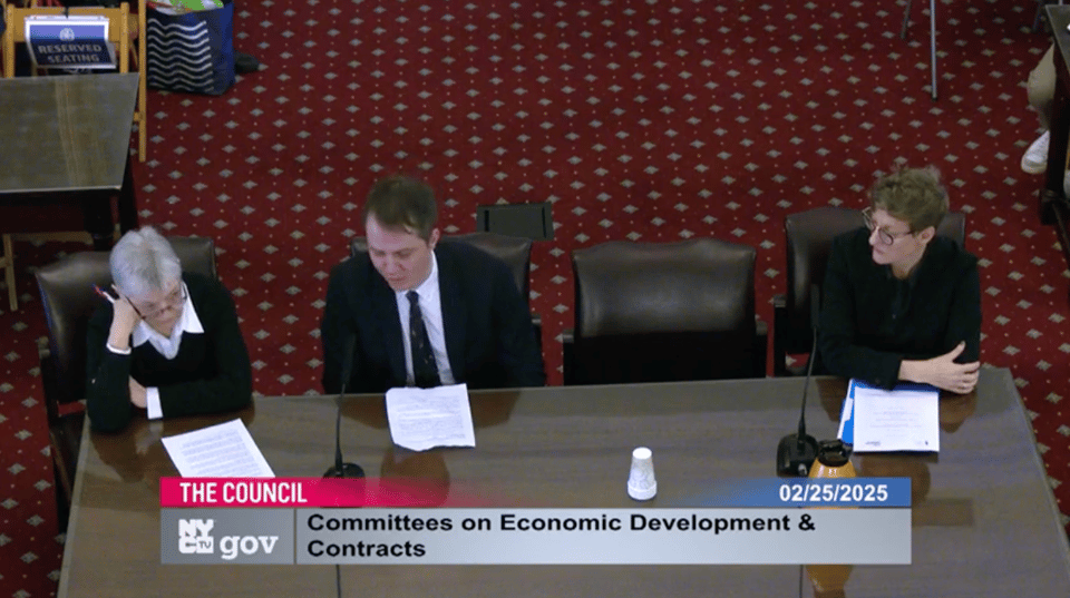 Matt Jozwiak from Rethink Food gives testimony at a NYC council hearing