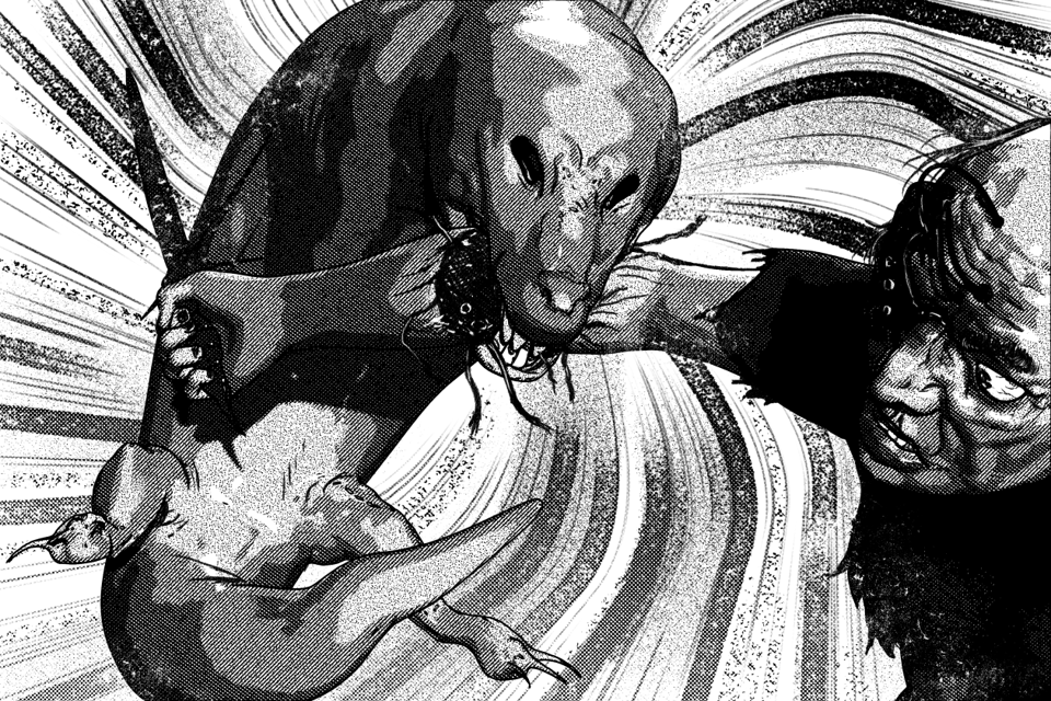 dog seal thing biting android's arm off