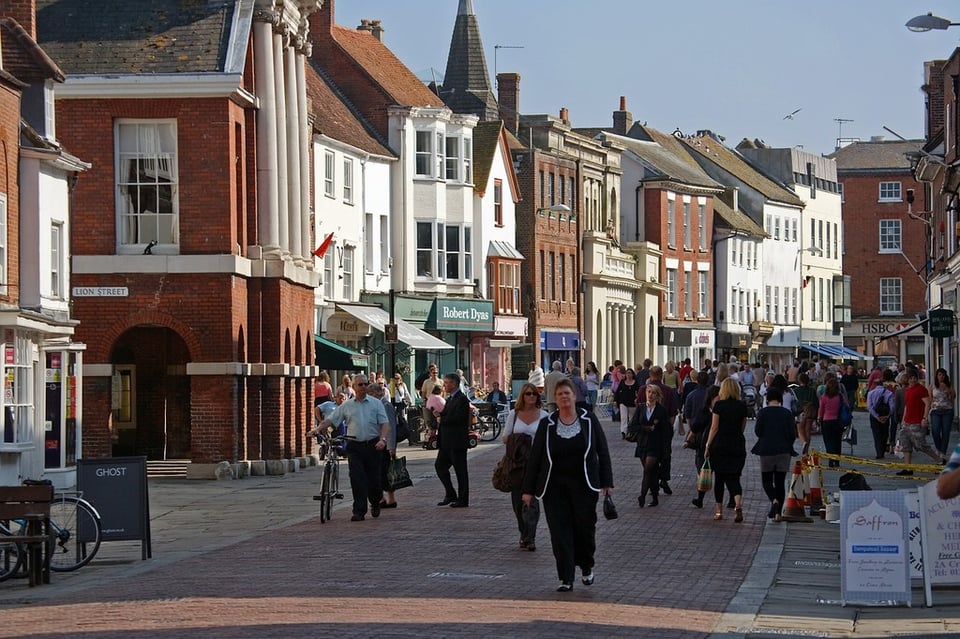 A pedestrianised high street