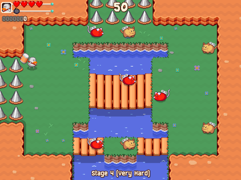 A screenshot of the game's default field area, now with wooden bridges over a river