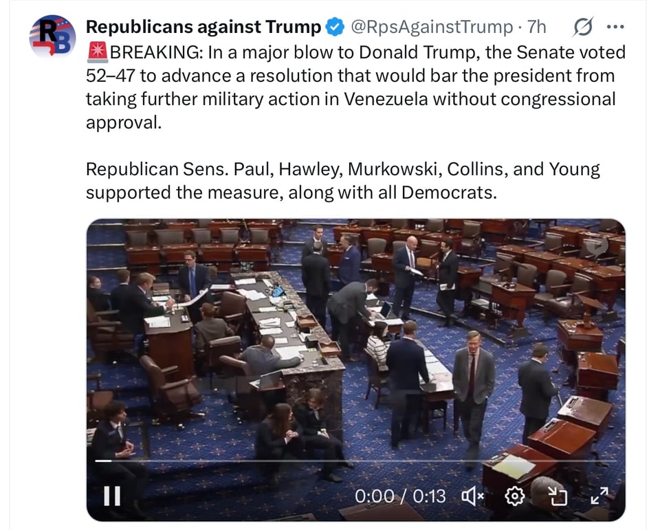 The Senate passed a bill intended to stop Trump violence in Venezuela