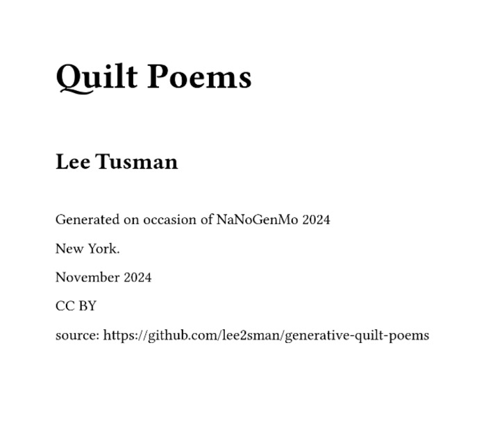 info page of Quilt Poems