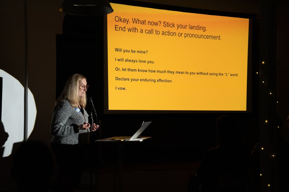 Mary Ann Tate presenting.