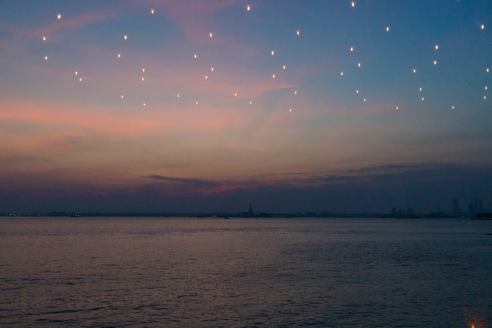 Lady Liberty at sunset from Harbor Studios