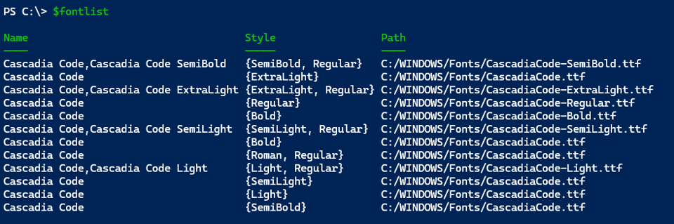 FontList Objects