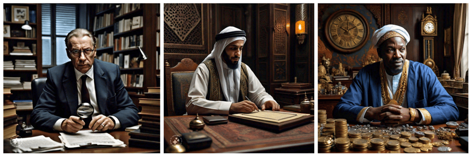 Photo realistic AI renderings of characters from the murder mystery