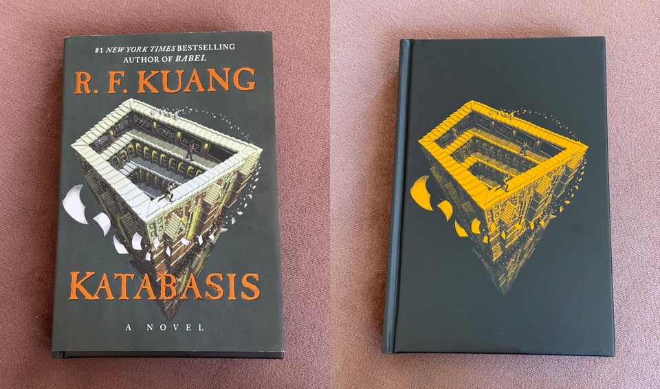 R.F. Kuang's Katabasis, with and without jacket