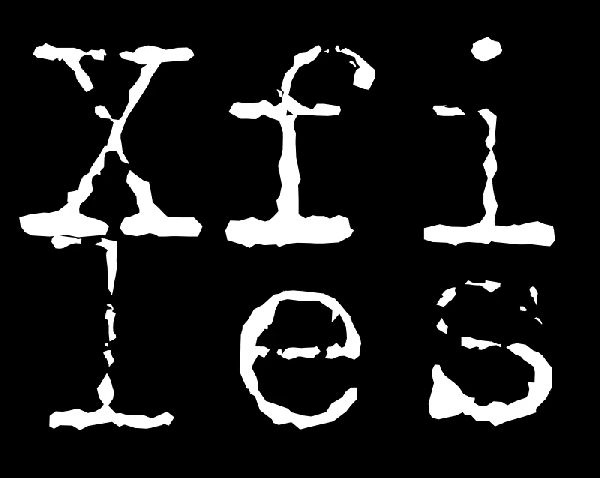 White NCND typewriter text on a black background. The letters are animated and breathe.
