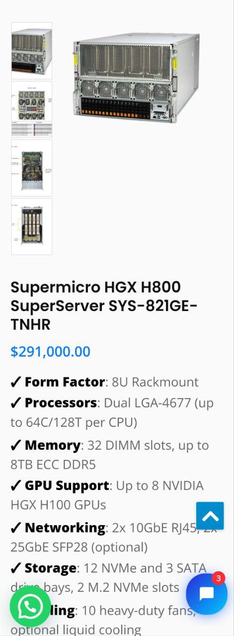 A listing for a 290k USD data center server capable of holding in memory half of DeepSeek-R1