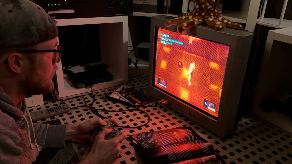 Me playing Metal Gear Solid off a CRT TV