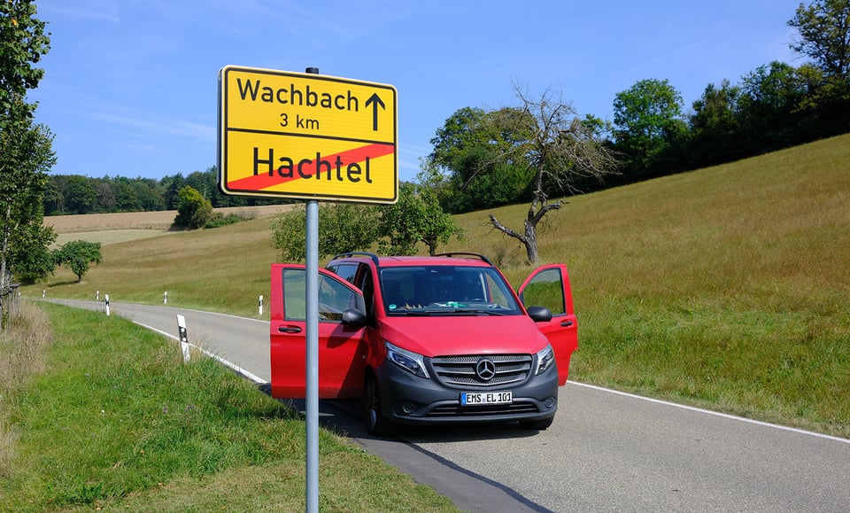 Otmar’s farm van and transport to Hachtel