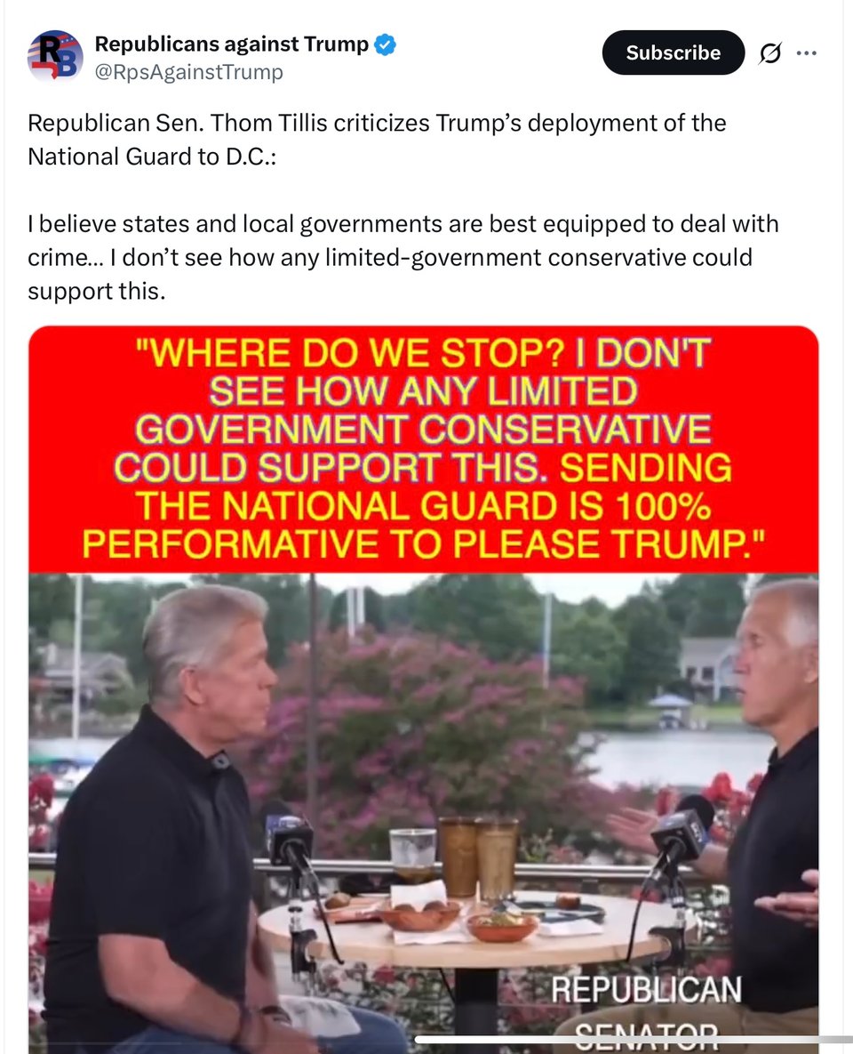 Senator Tillis disapproves of Trump’s militarization of DC