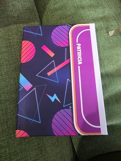 Notebook that looks like a Trapper Keeper that is personalized with my name on it