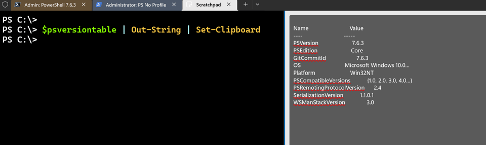 Split terminal with scratchpad