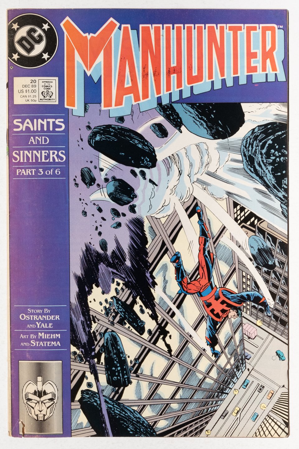 cover of Manhunter 20 that shows damage on the bottom left corner
