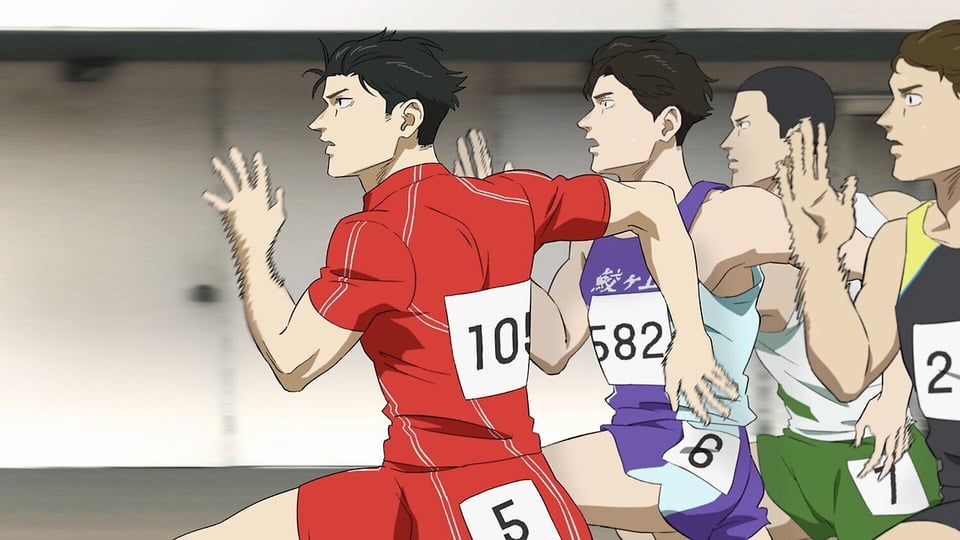 Toshida running the 100-meters dash in one of the final scenes of the anime.