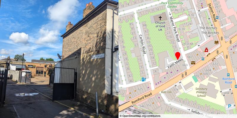 A picture and map of the mews