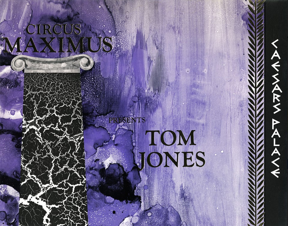 a kind of heavy metal painted menu for Tom Jones' performance at Caesars Palace