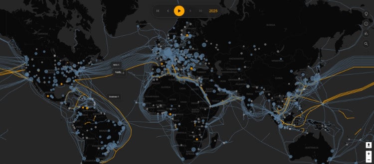 Une carte des câbles sous-marins