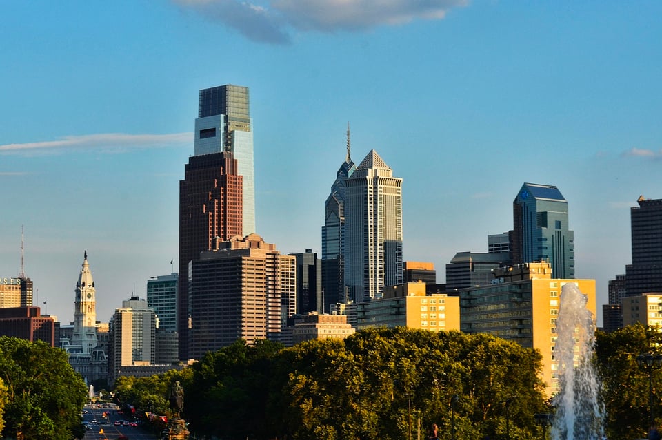 A view of Center City Philadelphia and the city skyline.