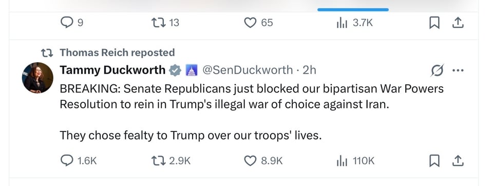 the Senate voted not to require Trump to get Congressional approval