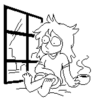 A self portrait of Meredith looking out the window.