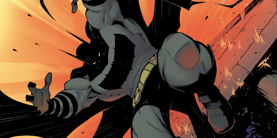 An utter unit of a Batman falling through the sky.