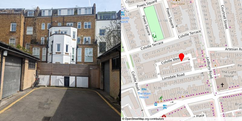 A picture and map of the mews