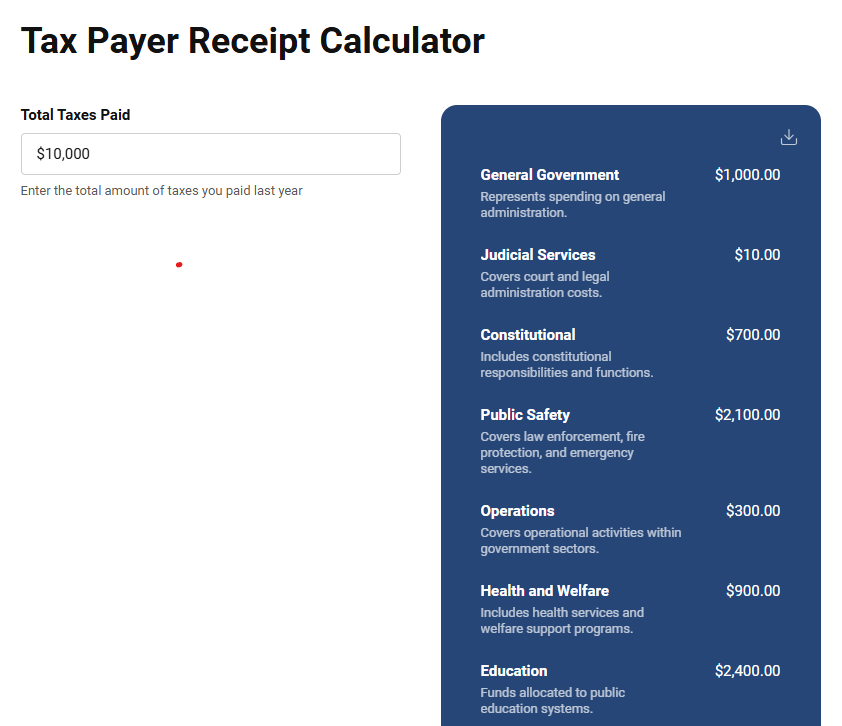 Image of Tax Payer Receipt Calculator