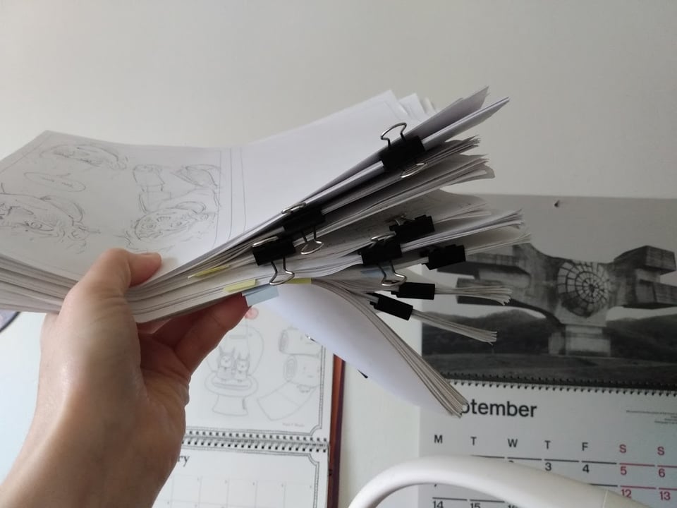 a big stack of thumbnailed pages