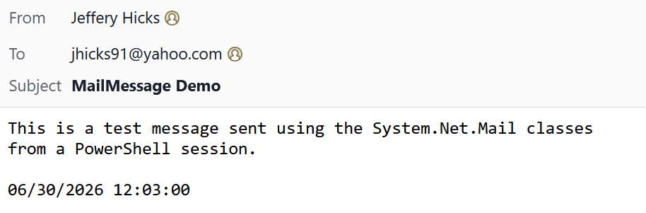 Received mail message