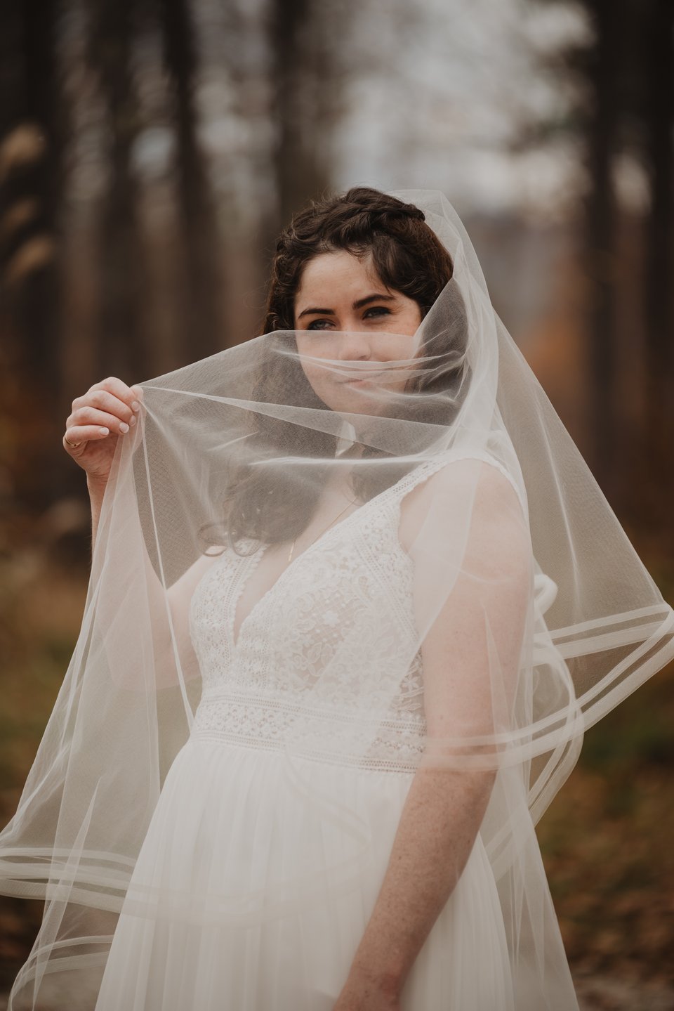 a bride wearing a veil, but funny