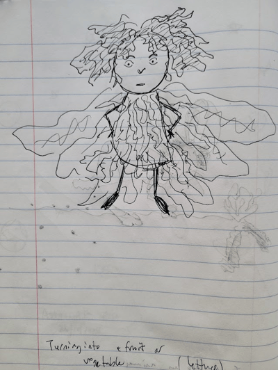 Portrait of the artist turning into lettuce