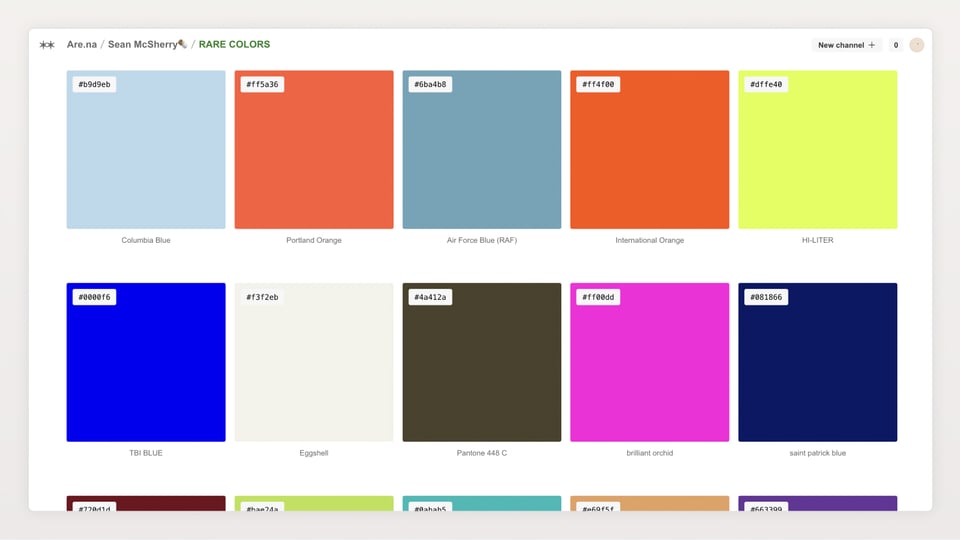An Are.na channel where every block is a different color